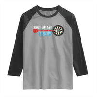 Shut Up And Throw Raglan Shirt Funny Darts Player Gift - Wonder Print Shop