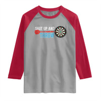 Shut Up And Throw Raglan Shirt Funny Darts Player Gift - Wonder Print Shop