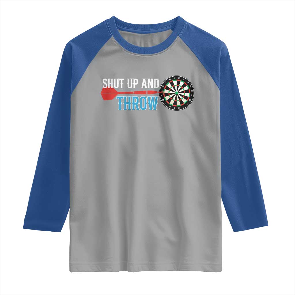 Shut Up And Throw Raglan Shirt Funny Darts Player Gift - Wonder Print Shop