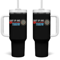 Shut Up And Throw Tumbler With Handle Funny Darts Player Gift - Wonder Print Shop