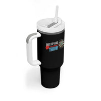 Shut Up And Throw Tumbler With Handle Funny Darts Player Gift - Wonder Print Shop