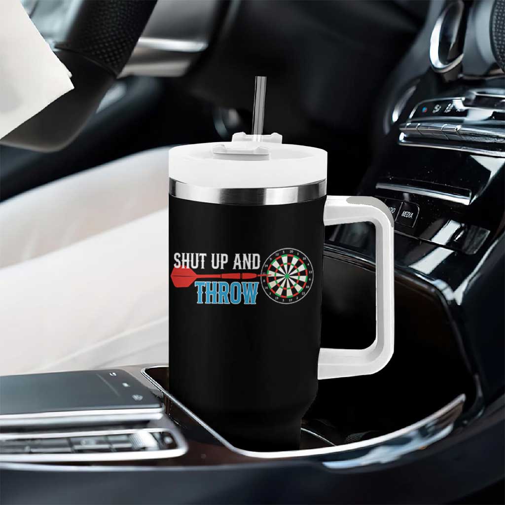 Shut Up And Throw Tumbler With Handle Funny Darts Player Gift - Wonder Print Shop