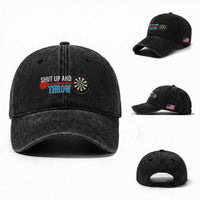 Shut Up And Throw Washed Cotton Baseball Cap Funny Darts Player Gift