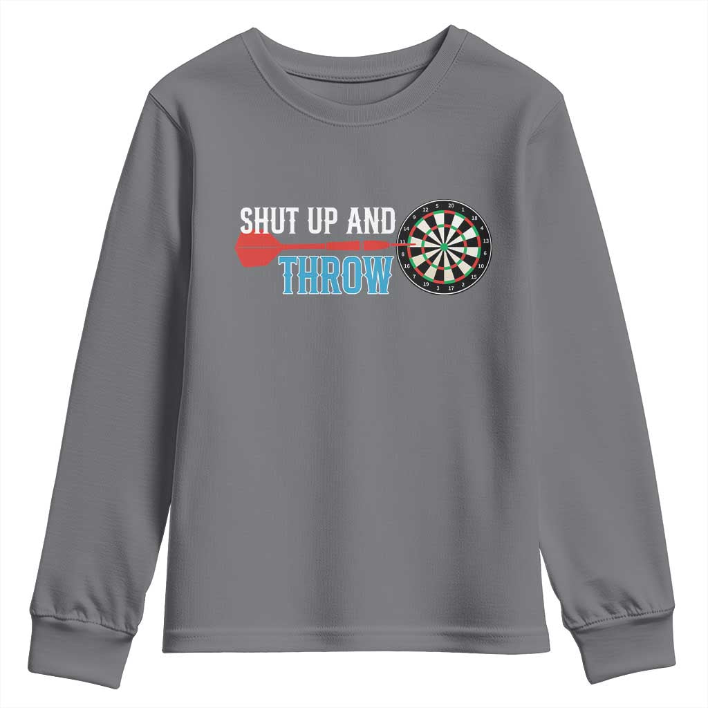 Shut Up And Throw Youth Sweatshirt Funny Darts Player Gift - Wonder Print Shop