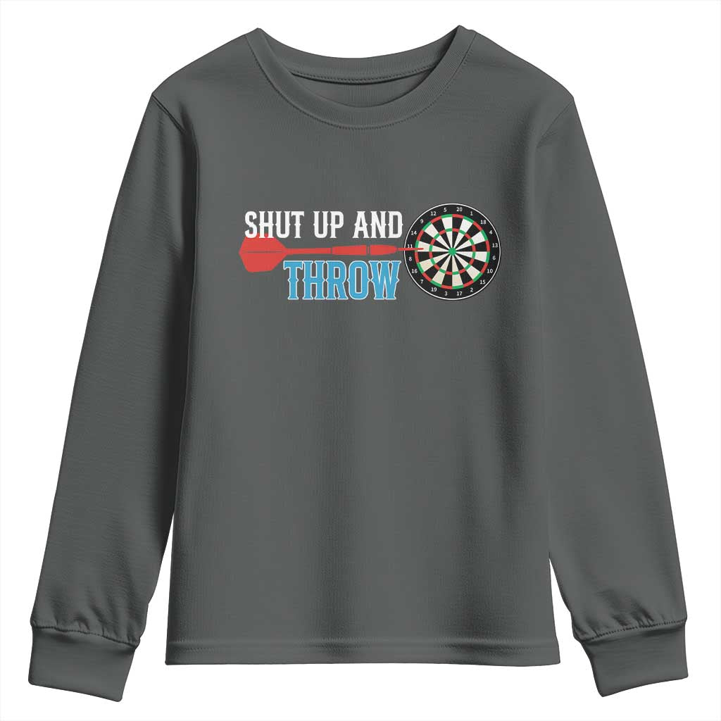 Shut Up And Throw Youth Sweatshirt Funny Darts Player Gift - Wonder Print Shop