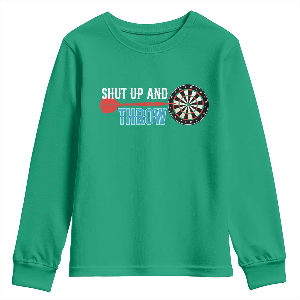 Shut Up And Throw Youth Sweatshirt Funny Darts Player Gift - Wonder Print Shop