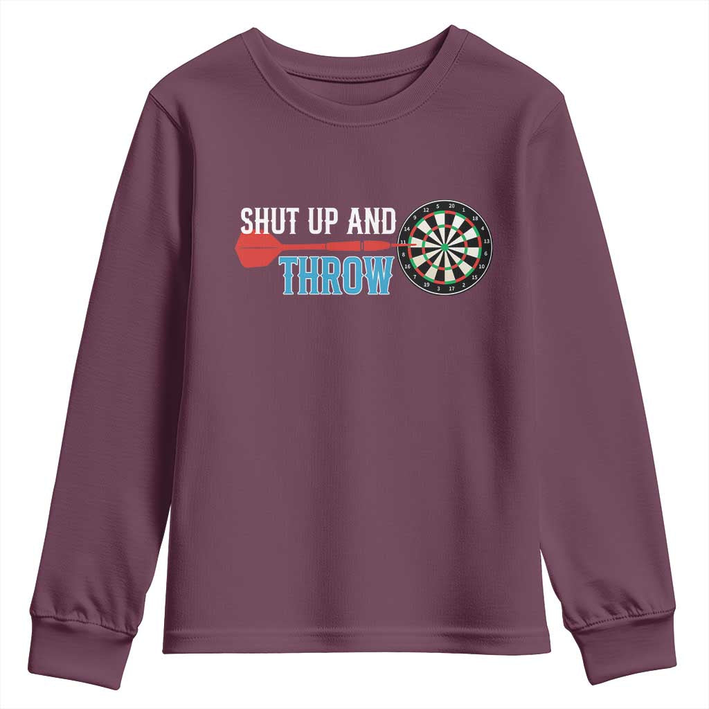 Shut Up And Throw Youth Sweatshirt Funny Darts Player Gift - Wonder Print Shop