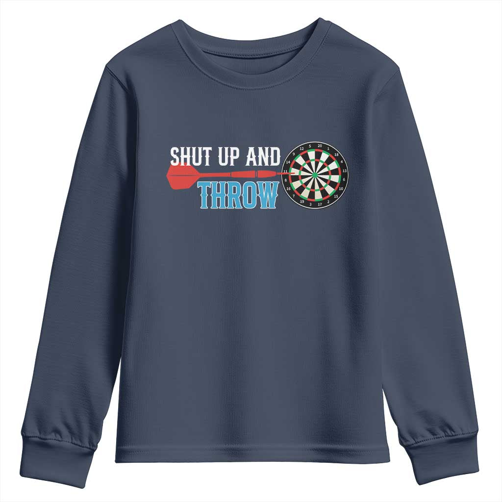 Shut Up And Throw Youth Sweatshirt Funny Darts Player Gift - Wonder Print Shop