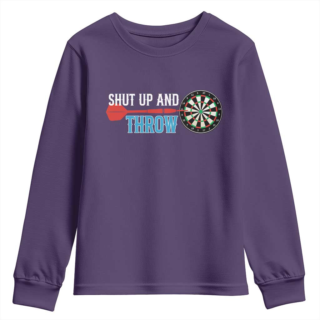 Shut Up And Throw Youth Sweatshirt Funny Darts Player Gift - Wonder Print Shop