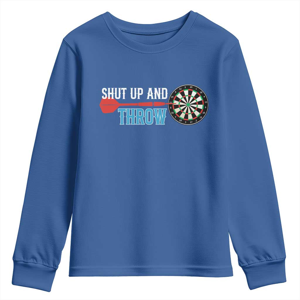 Shut Up And Throw Youth Sweatshirt Funny Darts Player Gift - Wonder Print Shop
