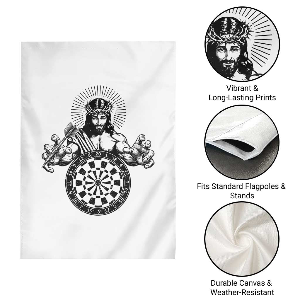 Funny Christian Dartist Gift Garden Flag Jesus Bullseye Shooter - Wonder Print Shop