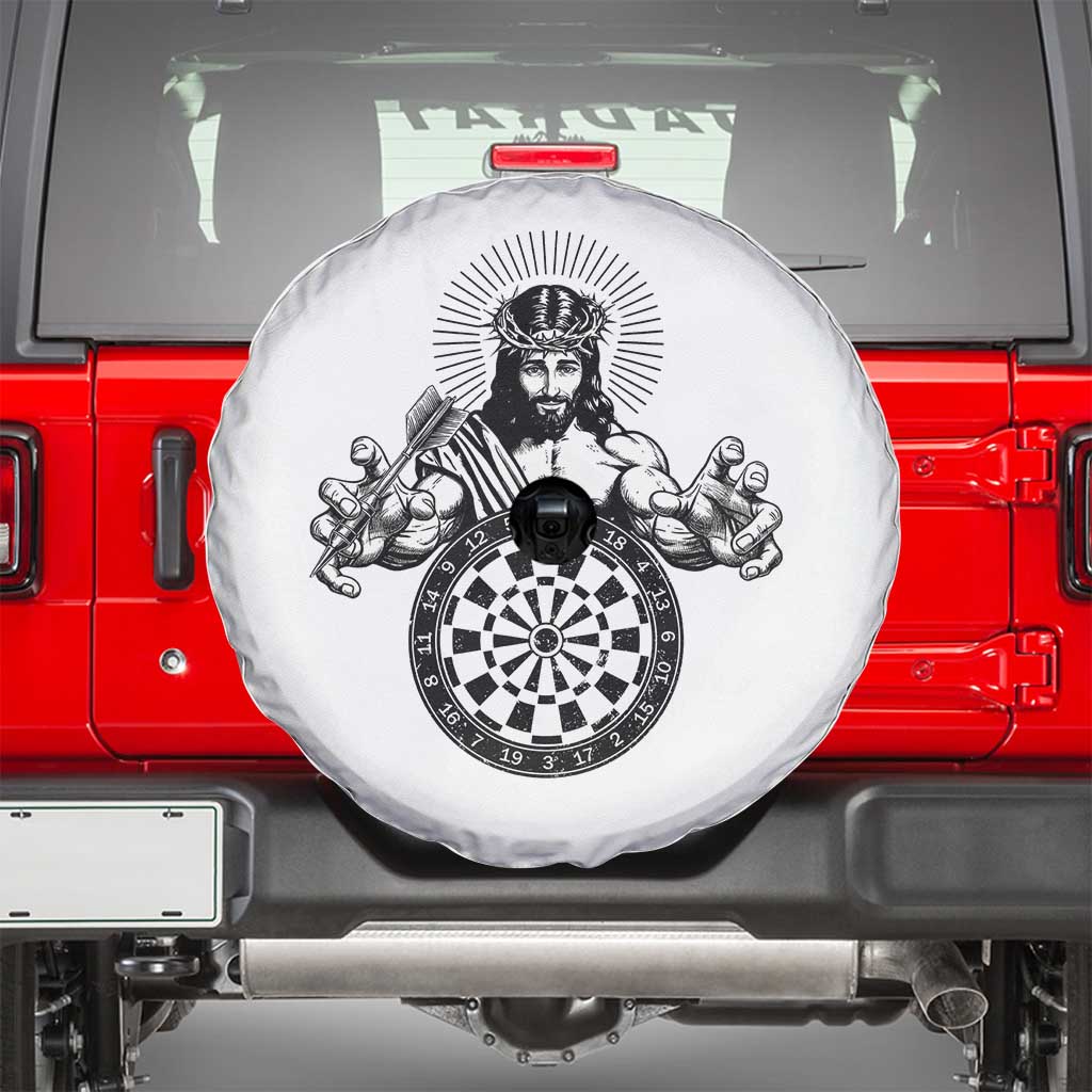 Funny Christian Dartist Gift Spare Tire Cover Jesus Bullseye Shooter - Wonder Print Shop