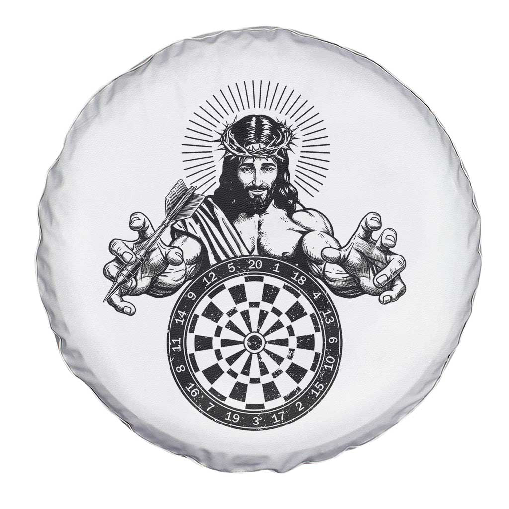 Funny Christian Dartist Gift Spare Tire Cover Jesus Bullseye Shooter - Wonder Print Shop