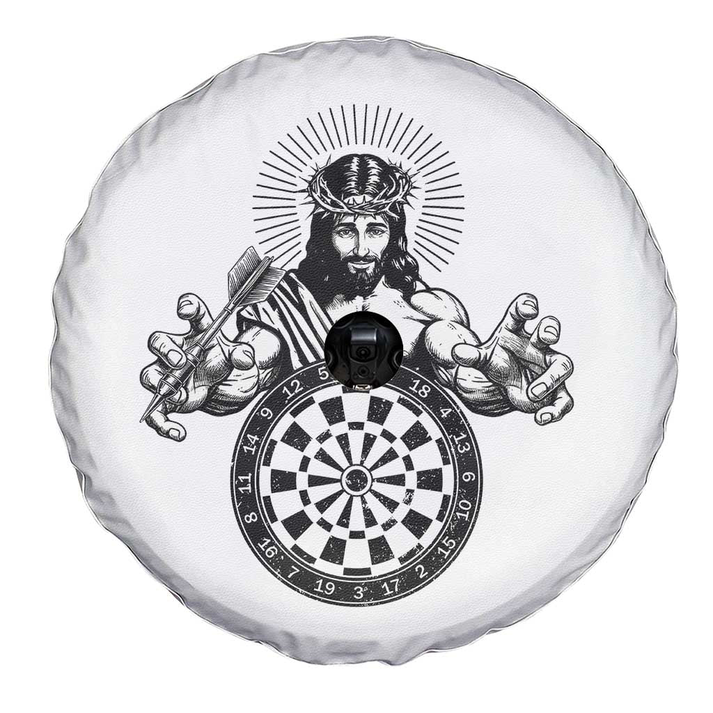 Funny Christian Dartist Gift Spare Tire Cover Jesus Bullseye Shooter - Wonder Print Shop