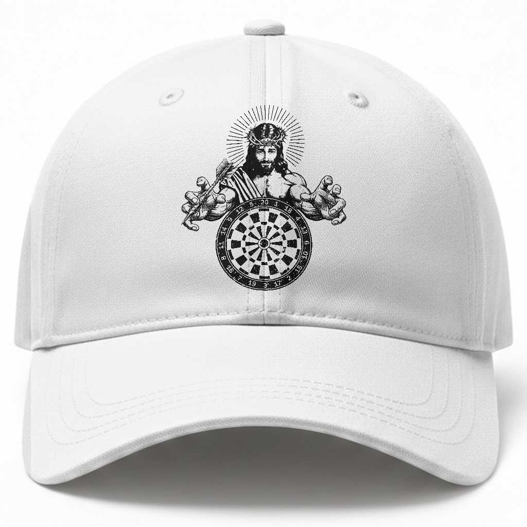 Funny Christian Dartist Gift Baseball Cap Jesus Bullseye Shooter