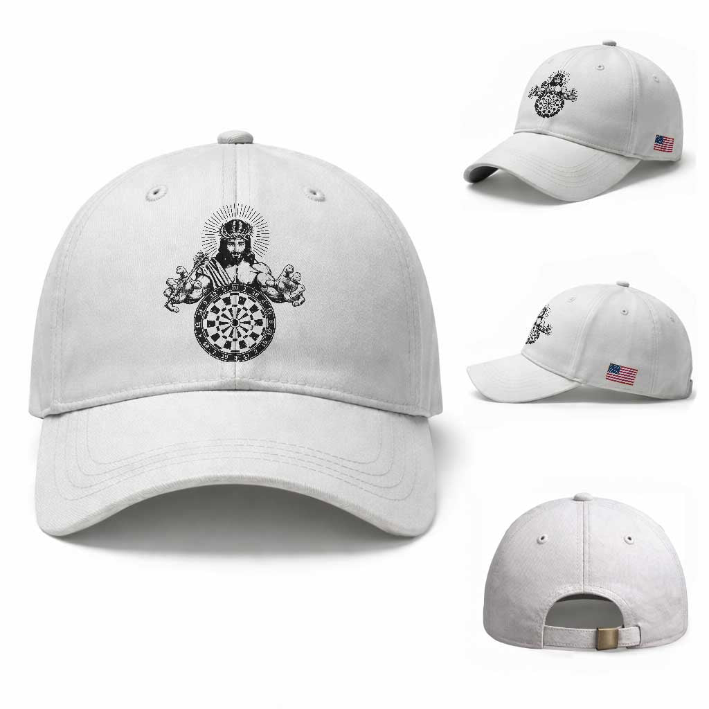 Funny Christian Dartist Gift Baseball Cap Jesus Bullseye Shooter