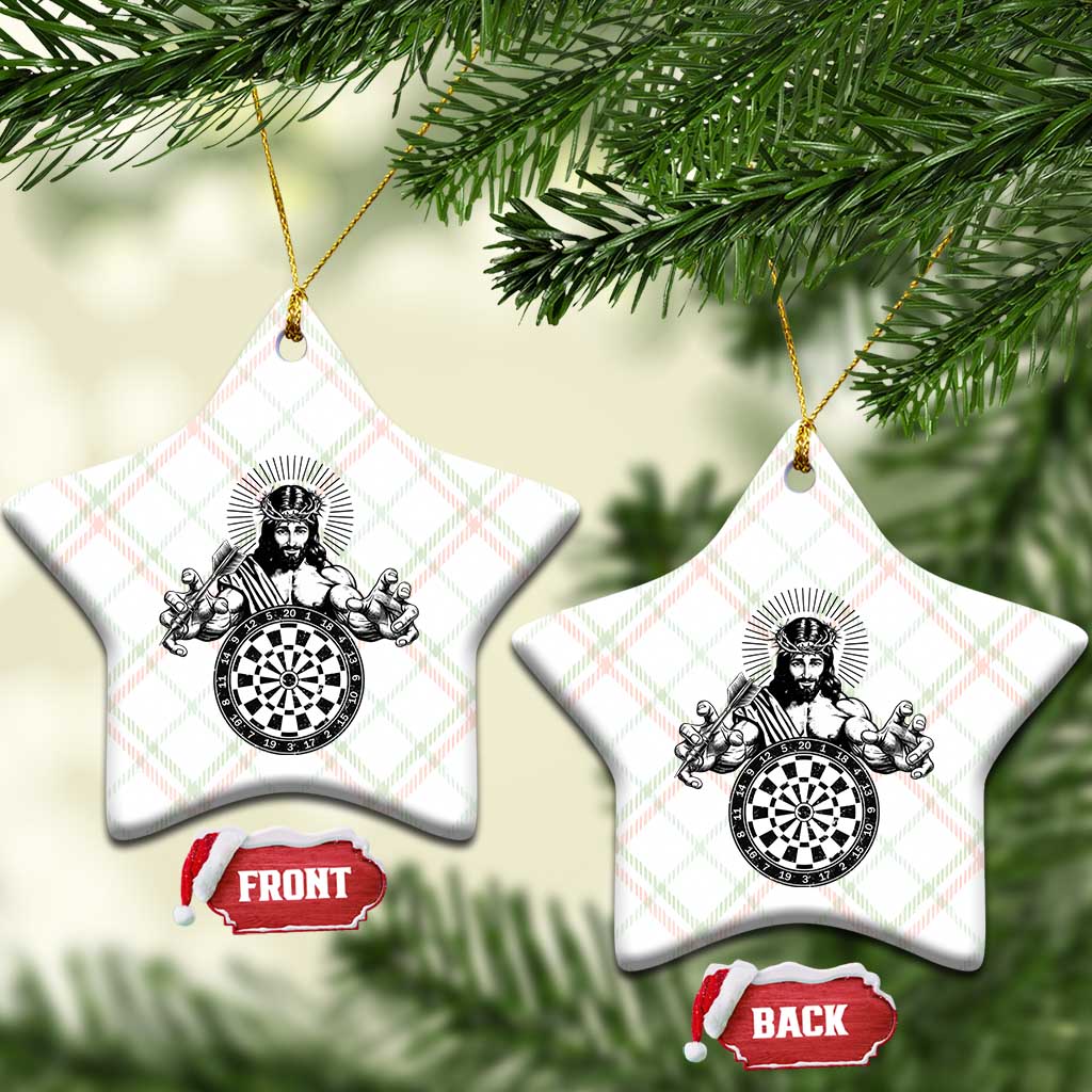 Funny Christian Dartist Gift Ceramic Ornament Jesus Bullseye Shooter - Wonder Print Shop
