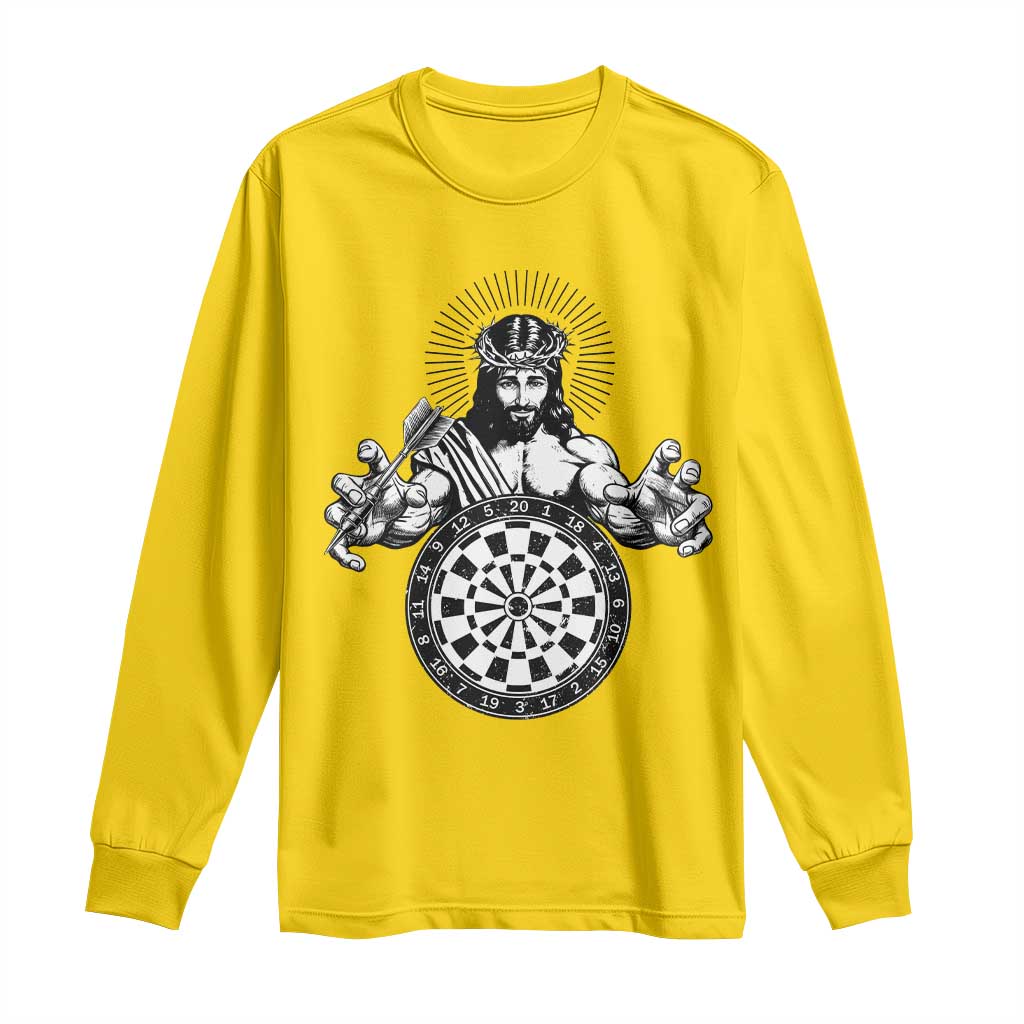 Funny Christian Dartist Gift Long Sleeve Shirt Jesus Bullseye Shooter - Wonder Print Shop