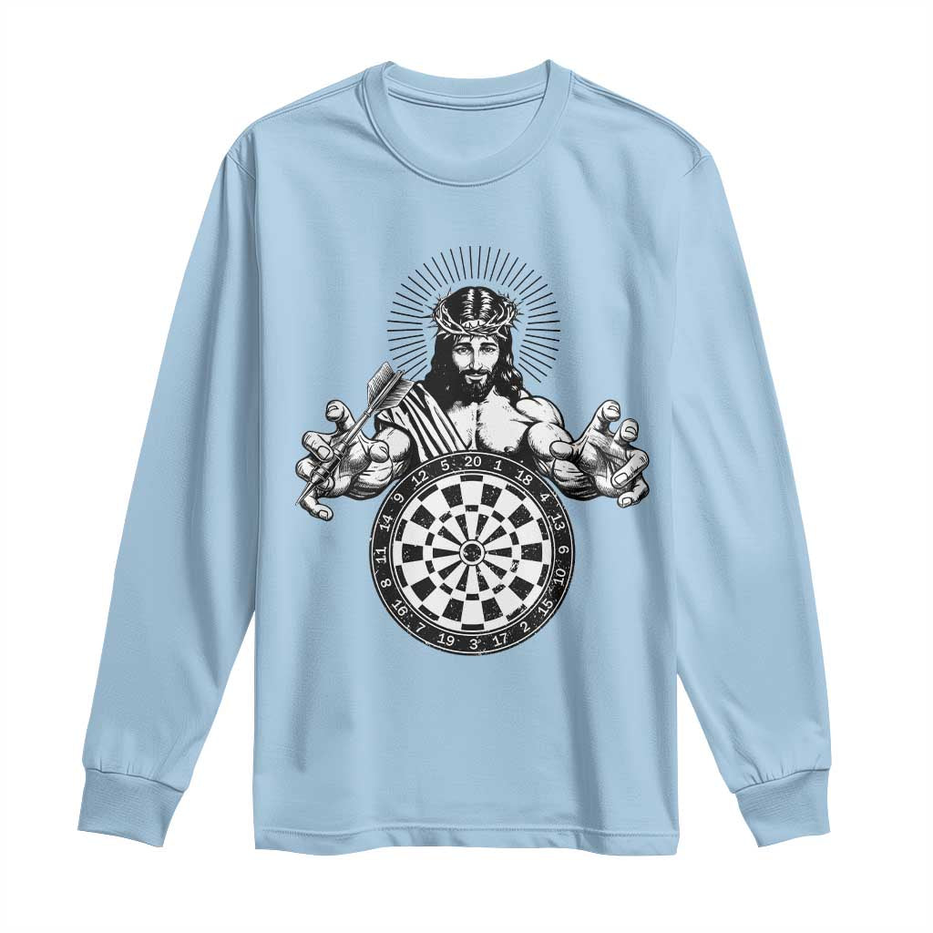 Funny Christian Dartist Gift Long Sleeve Shirt Jesus Bullseye Shooter - Wonder Print Shop