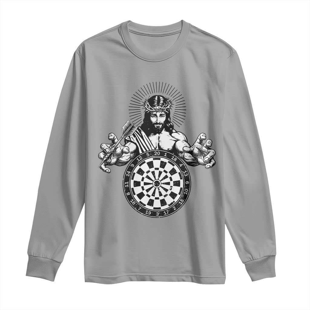 Funny Christian Dartist Gift Long Sleeve Shirt Jesus Bullseye Shooter - Wonder Print Shop