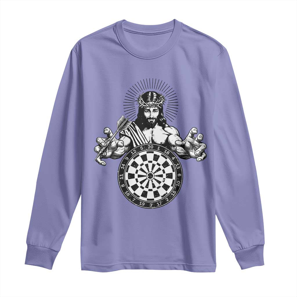 Funny Christian Dartist Gift Long Sleeve Shirt Jesus Bullseye Shooter - Wonder Print Shop