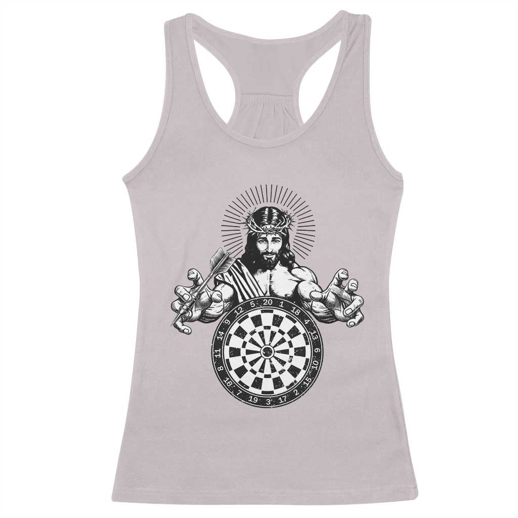 Funny Christian Dartist Gift Racerback Tank Top Jesus Bullseye Shooter - Wonder Print Shop