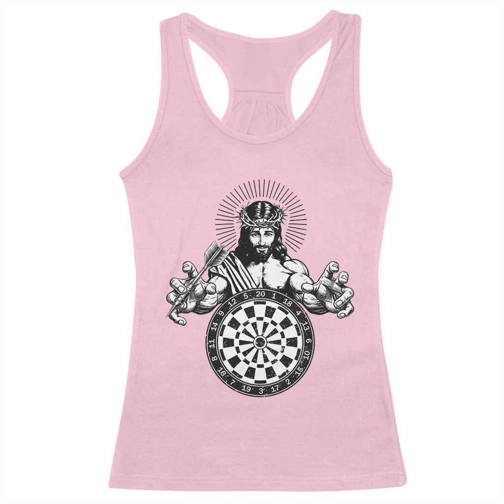 Funny Christian Dartist Gift Racerback Tank Top Jesus Bullseye Shooter - Wonder Print Shop