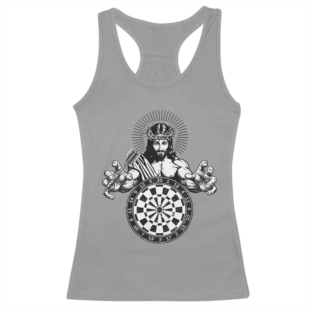 Funny Christian Dartist Gift Racerback Tank Top Jesus Bullseye Shooter - Wonder Print Shop