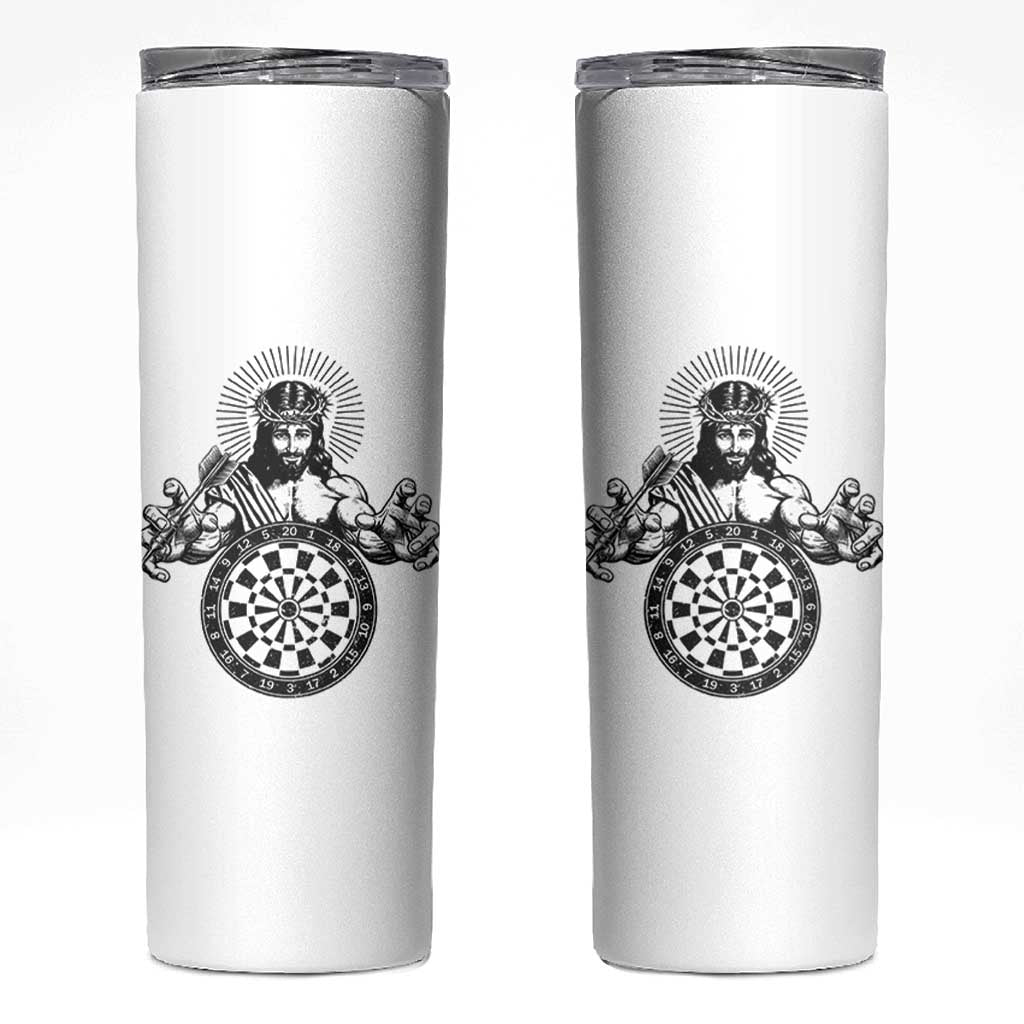Funny Christian Dartist Gift Skinny Tumbler Jesus Bullseye Shooter - Wonder Print Shop