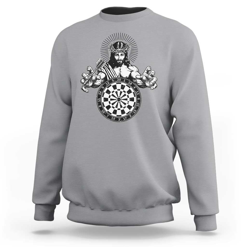 Funny Christian Dartist Gift Sweatshirt Jesus Bullseye Shooter - Wonder Print Shop
