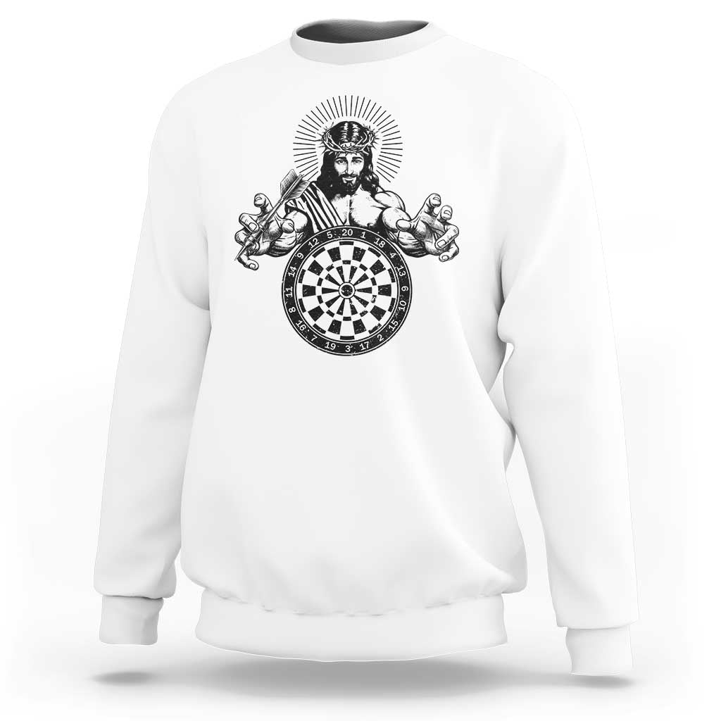 Funny Christian Dartist Gift Sweatshirt Jesus Bullseye Shooter - Wonder Print Shop