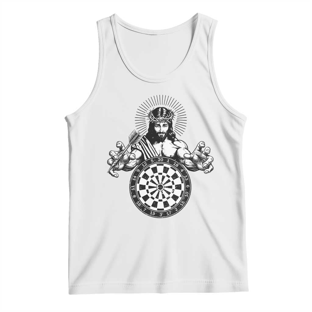 Funny Christian Dartist Gift Tank Top Jesus Bullseye Shooter - Wonder Print Shop
