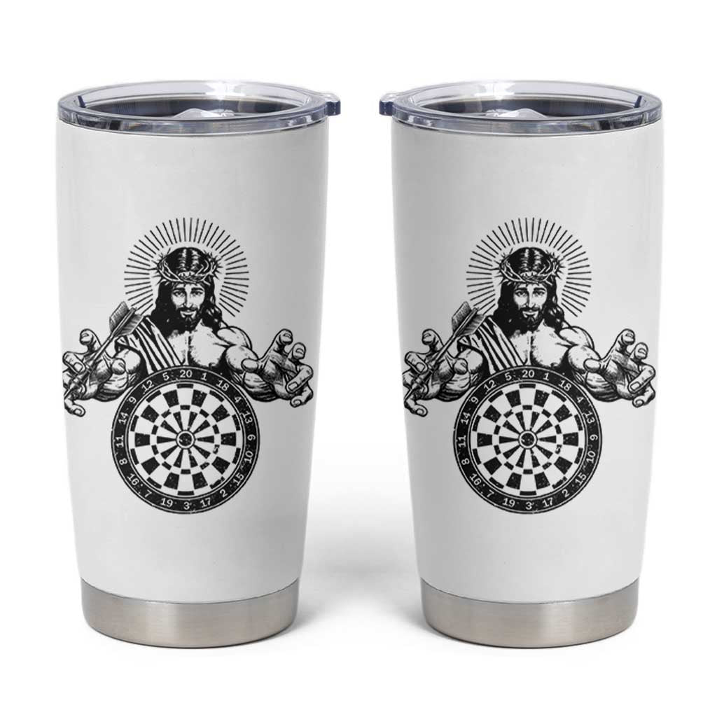 Funny Christian Dartist Gift Tumbler Cup Jesus Bullseye Shooter - Wonder Print Shop