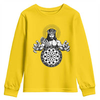 Funny Christian Dartist Gift Youth Sweatshirt Jesus Bullseye Shooter - Wonder Print Shop