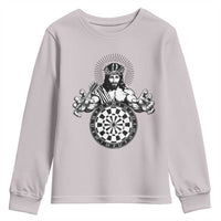 Funny Christian Dartist Gift Youth Sweatshirt Jesus Bullseye Shooter - Wonder Print Shop