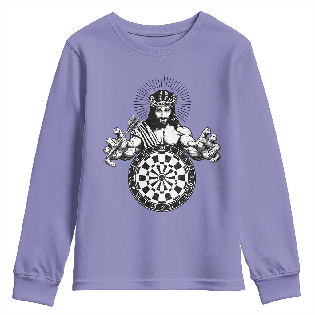Funny Christian Dartist Gift Youth Sweatshirt Jesus Bullseye Shooter - Wonder Print Shop