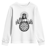 Funny Christian Dartist Gift Youth Sweatshirt Jesus Bullseye Shooter - Wonder Print Shop