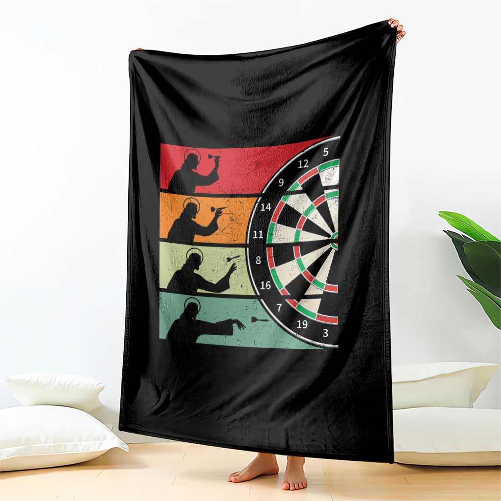 Vintage Darts Player Christian Faith Gift Throw Blanket Jesus Bullseye Shooter - Wonder Print Shop