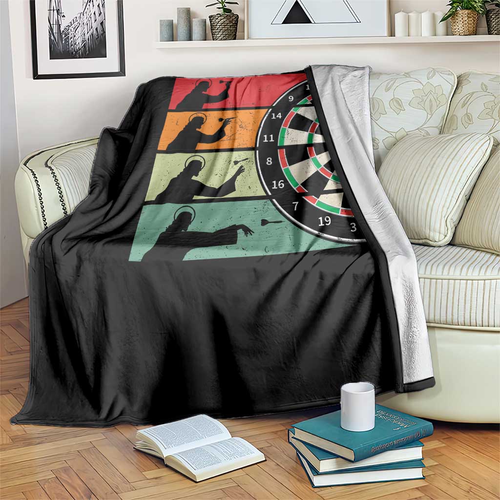 Vintage Darts Player Christian Faith Gift Throw Blanket Jesus Bullseye Shooter - Wonder Print Shop