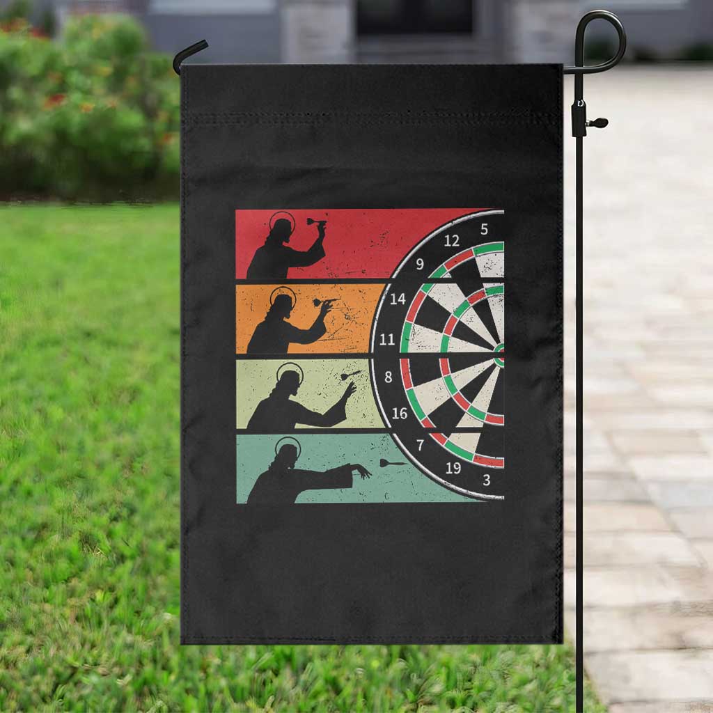 Vintage Darts Player Christian Faith Gift Garden Flag Jesus Bullseye Shooter - Wonder Print Shop