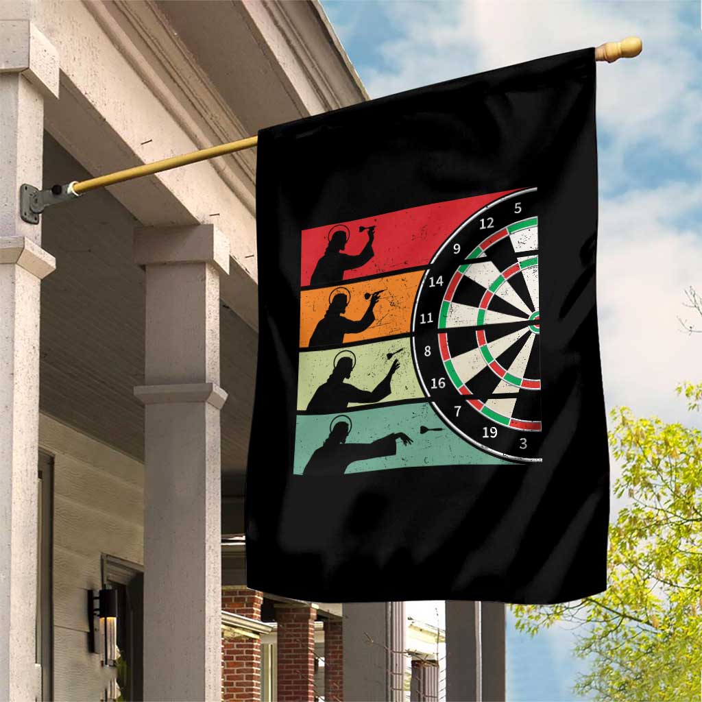 Vintage Darts Player Christian Faith Gift Garden Flag Jesus Bullseye Shooter - Wonder Print Shop