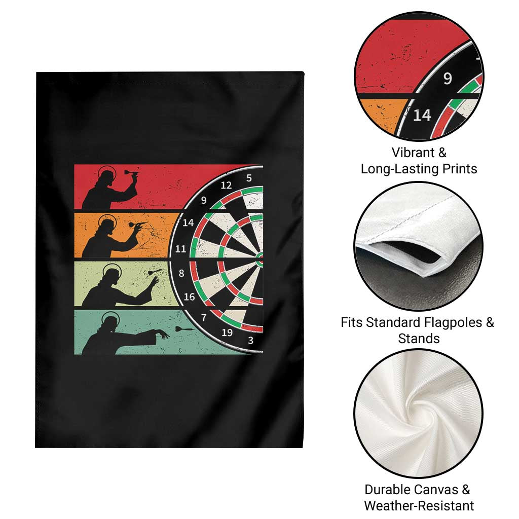 Vintage Darts Player Christian Faith Gift Garden Flag Jesus Bullseye Shooter - Wonder Print Shop