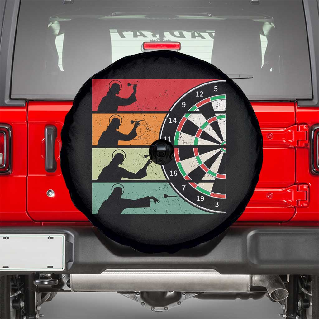 Vintage Darts Player Christian Faith Gift Spare Tire Cover Jesus Bullseye Shooter - Wonder Print Shop