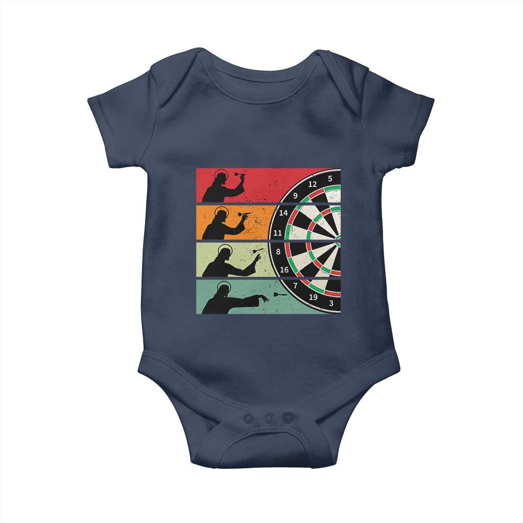 Vintage Darts Player Christian Faith Gift Baby Onesie Jesus Bullseye Shooter - Wonder Print Shop