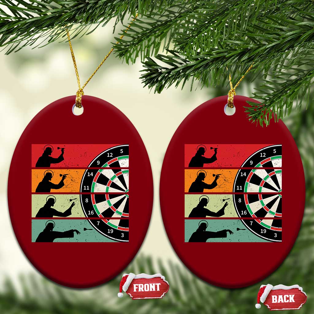 Vintage Darts Player Christian Faith Gift Ceramic Ornament Jesus Bullseye Shooter - Wonder Print Shop