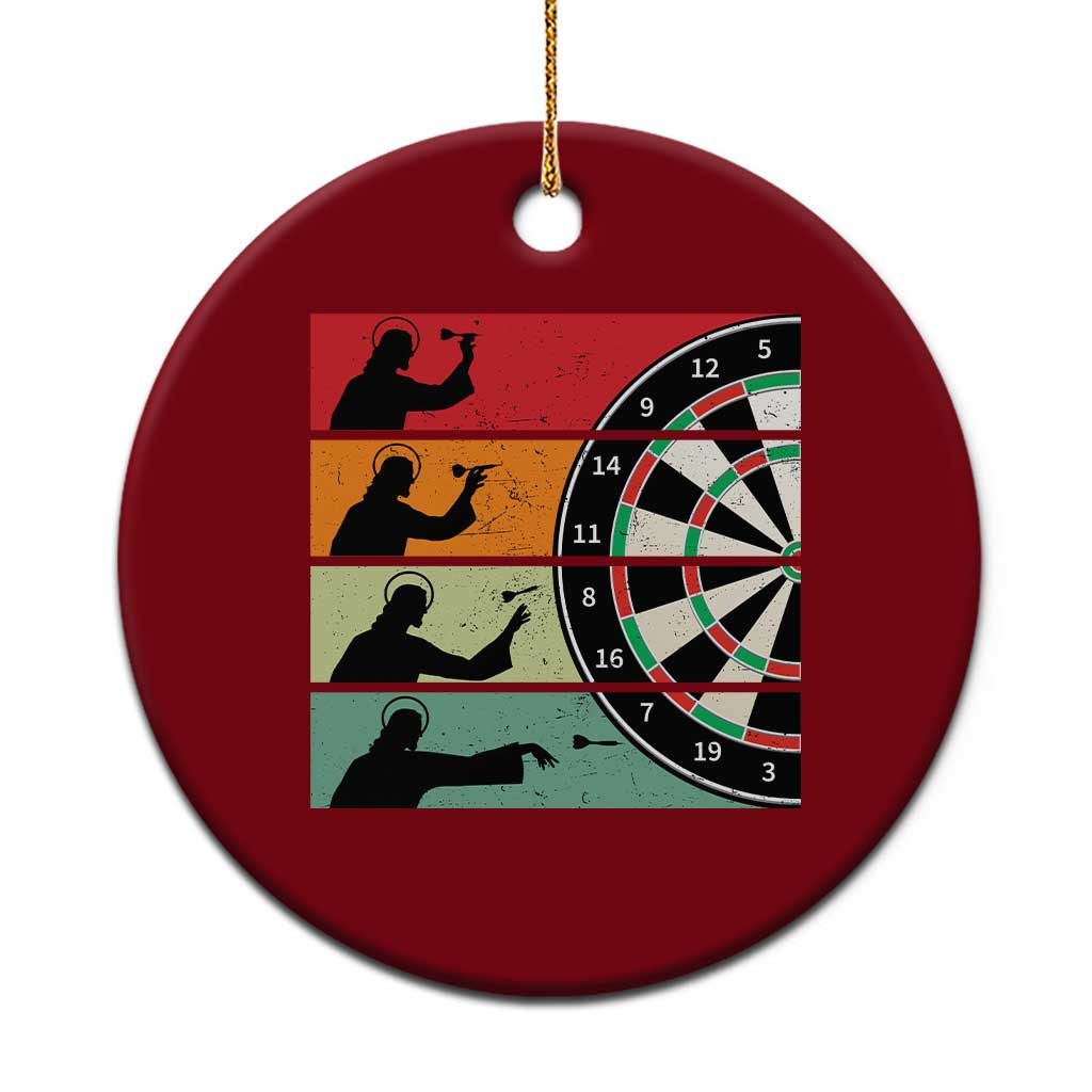 Vintage Darts Player Christian Faith Gift Ceramic Ornament Jesus Bullseye Shooter - Wonder Print Shop