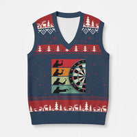Vintage Darts Player Christian Faith Gift V-Neck Knit Sweater Vest Jesus Bullseye Shooter - Wonder Print Shop