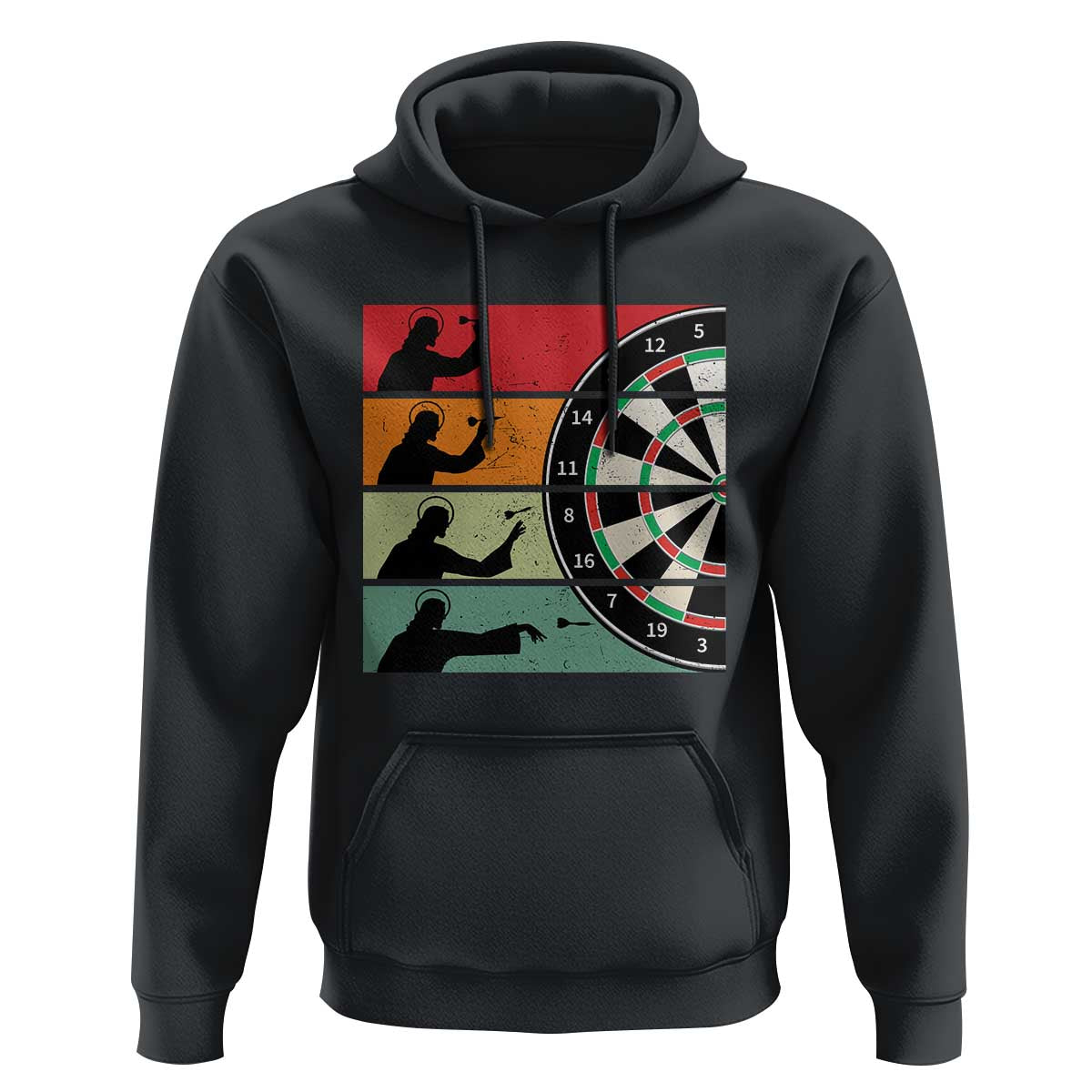 Vintage Darts Player Christian Faith Gift Hoodie Jesus Bullseye Shooter - Wonder Print Shop