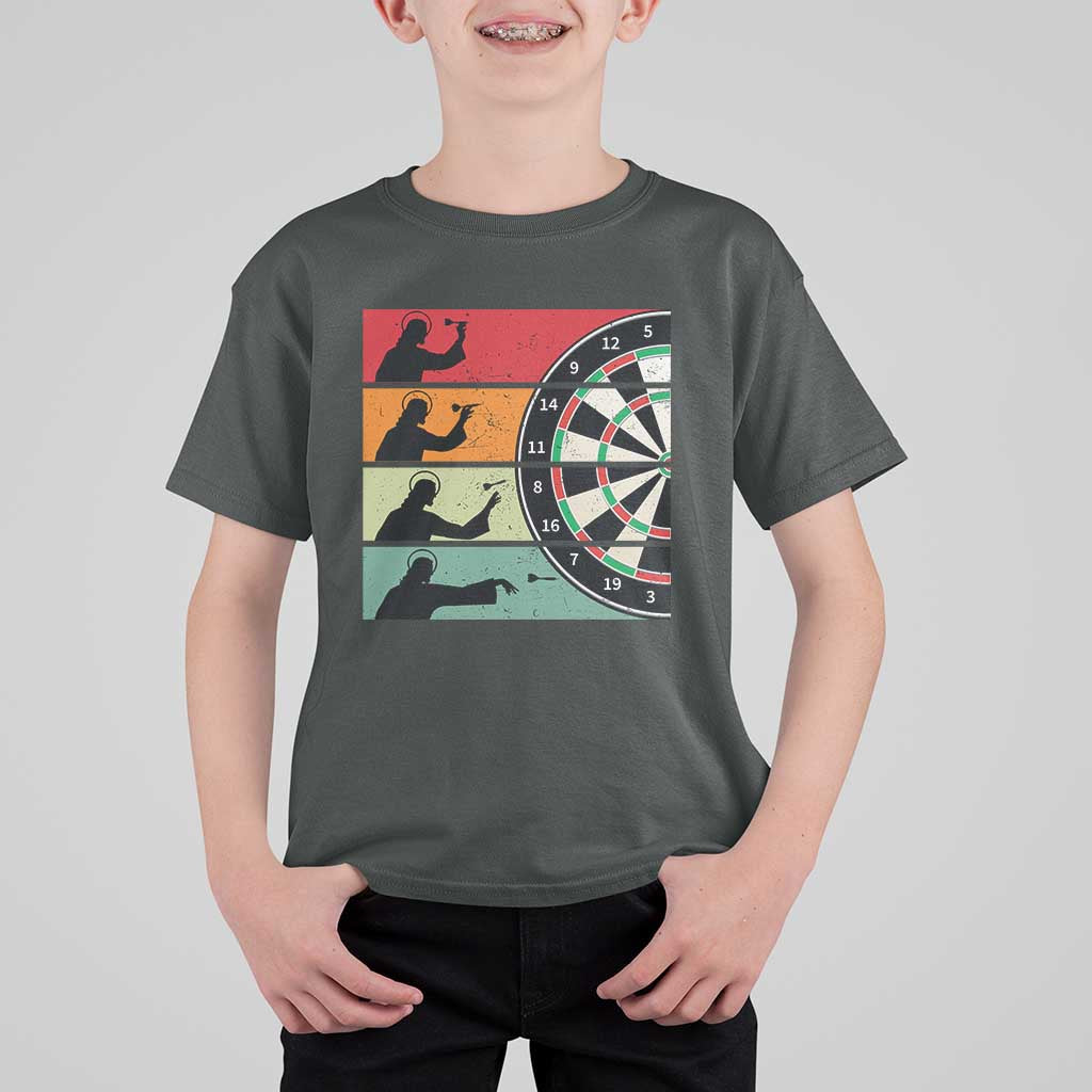 Vintage Darts Player Christian Faith Gift T Shirt For Kid Jesus Bullseye Shooter - Wonder Print Shop
