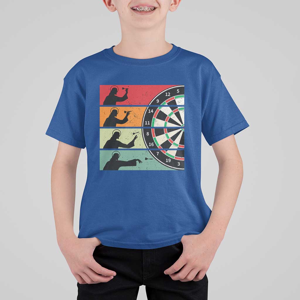 Vintage Darts Player Christian Faith Gift T Shirt For Kid Jesus Bullseye Shooter - Wonder Print Shop